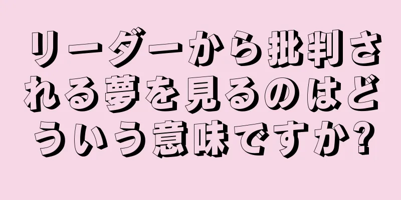 リーダーから批判される夢を見るのはどういう意味ですか?