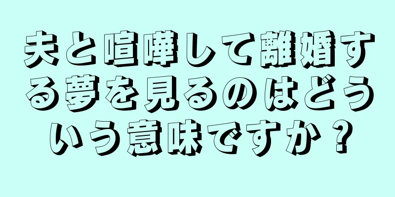 夫と喧嘩して離婚する夢を見るのはどういう意味ですか？