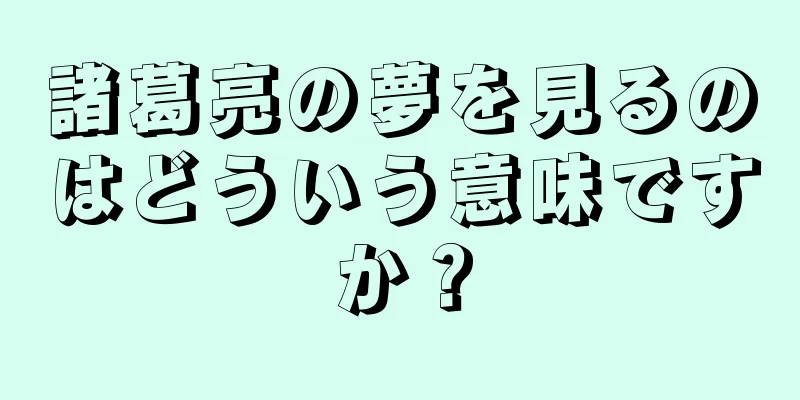 諸葛亮の夢を見るのはどういう意味ですか？