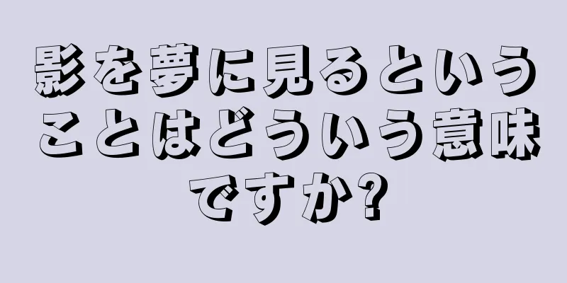 影を夢に見るということはどういう意味ですか?