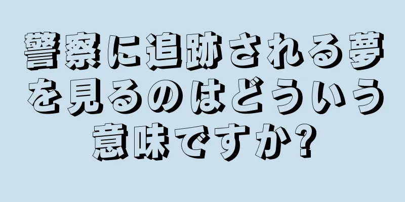 警察に追跡される夢を見るのはどういう意味ですか?