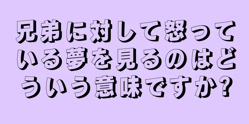 兄弟に対して怒っている夢を見るのはどういう意味ですか?