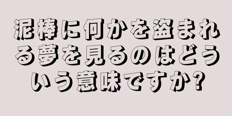 泥棒に何かを盗まれる夢を見るのはどういう意味ですか?