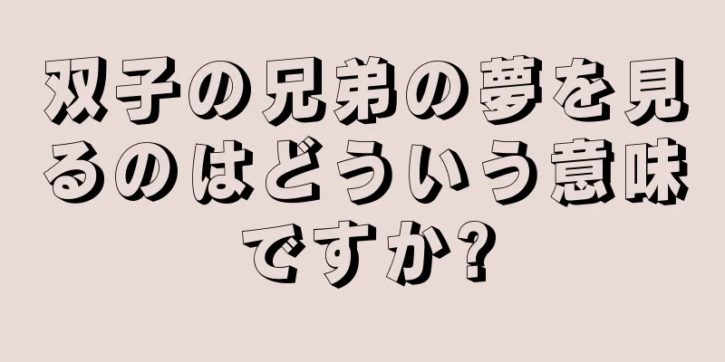 双子の兄弟の夢を見るのはどういう意味ですか?