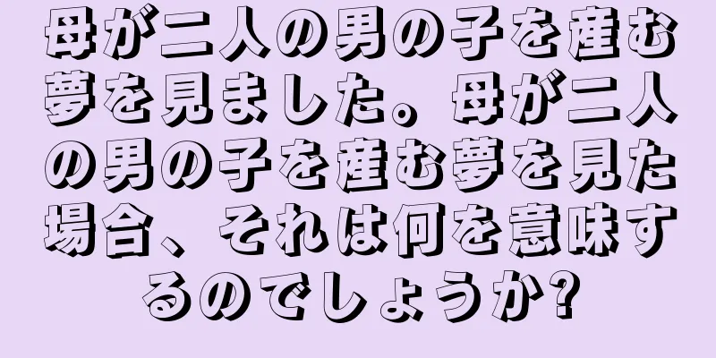 母が二人の男の子を産む夢を見ました。母が二人の男の子を産む夢を見た場合、それは何を意味するのでしょうか?