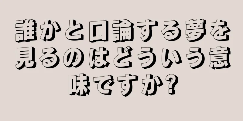 誰かと口論する夢を見るのはどういう意味ですか?