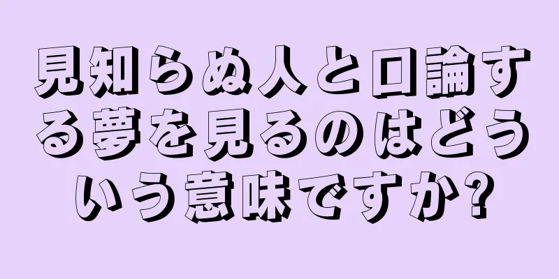 見知らぬ人と口論する夢を見るのはどういう意味ですか?