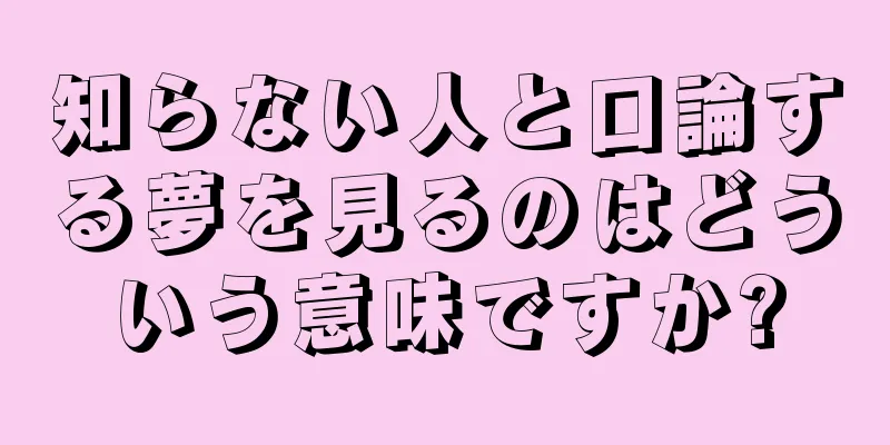 知らない人と口論する夢を見るのはどういう意味ですか?