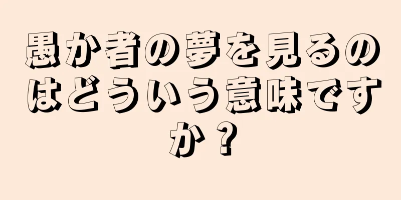 愚か者の夢を見るのはどういう意味ですか？